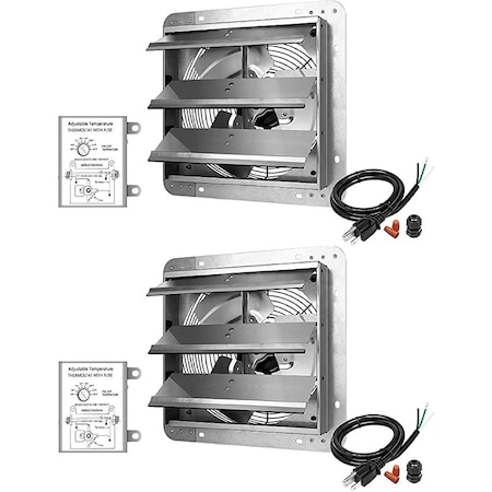 Ipower 12 Inch Shutter Exhaust Fan + Temperature Control HIFANXEXHAUST12THEMOTX2